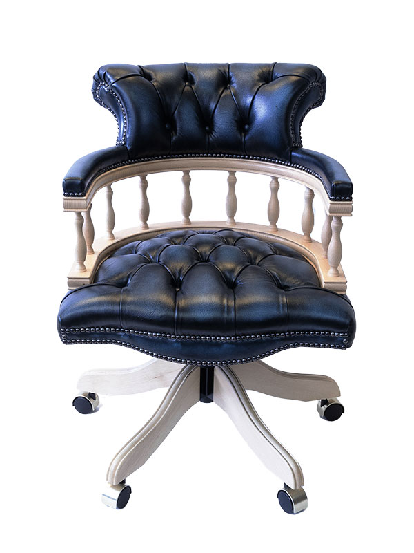 Leather Captain Chair Natural Blue